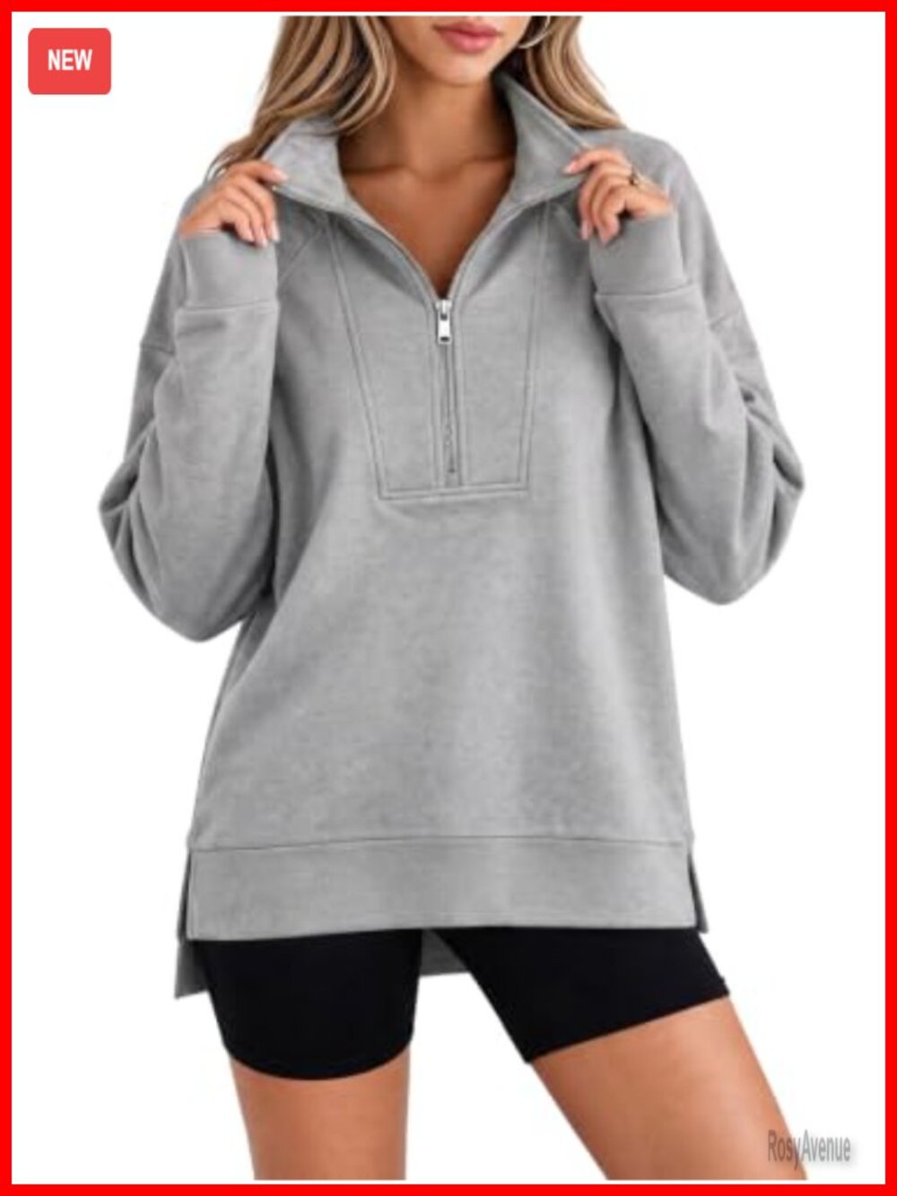 Oversized Half Zip Pullover Sweatshirt Loose Fit Workout Gym Top